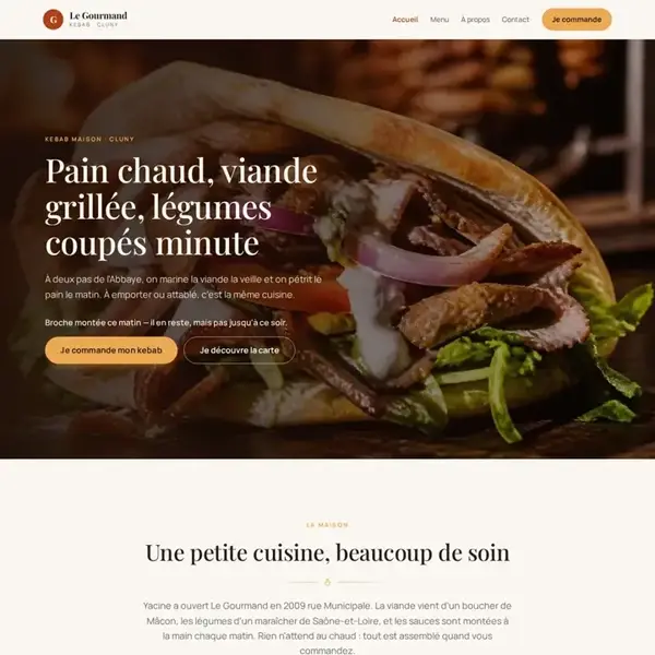 Aperçu du site vitrine démo Le Gourmand, restaurant, réalisé par BtAppNova en Martinique
